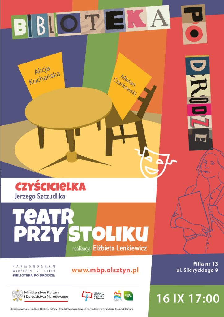 Plik przedstawia projekt plakatu, przedstawienie Teatru przy Stoliku